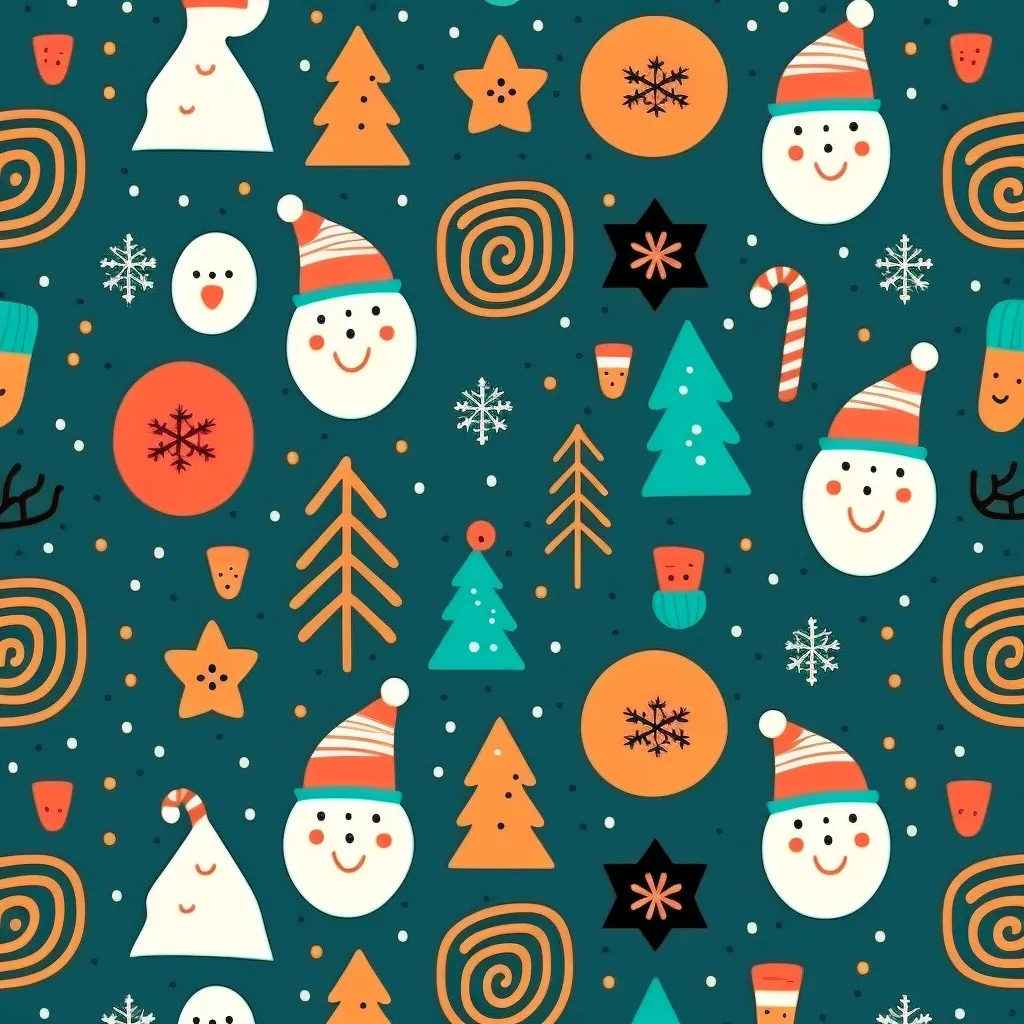 simple seamless doodle christmas themed pattern